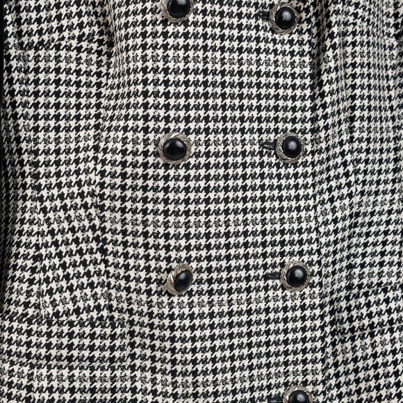 Escada Vintage Black White Houndstooth Double Breasted Velvet Blazer - Picture 7 of 10